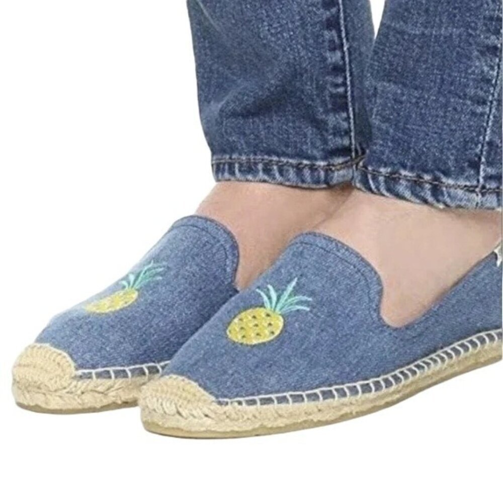Soludos Denim Pineapple Embroidered Espadrilles